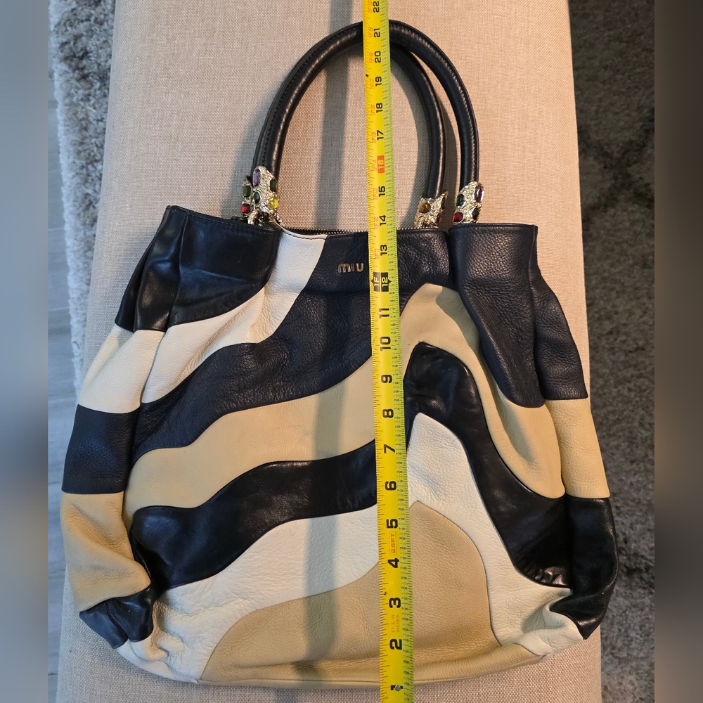 AUTHENTIC PRADA MIU MIU VINTAGE GRANDE SWIRL LEATHER SATCHEL PURSE HANDBAG - Picture 13 of 16